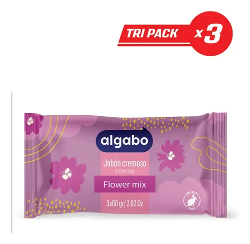Jabón De Tocador Flower Mix 80 Gr x 3 Unidades Algabo