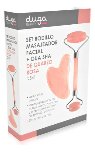 Set Rodillo Facial y Gua Sha de Cuarzo Duga