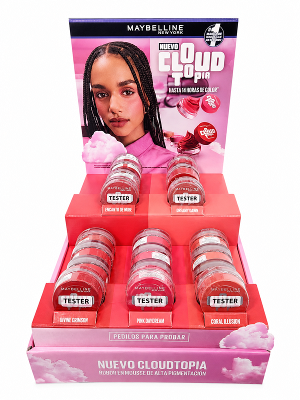 Exhibidor Cloudtopia 14 Unidades + 5 Testers Maybelline