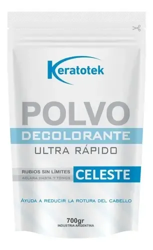 Bellísima Keratotek Polvo Decolorante Desamarillador Celeste 700g