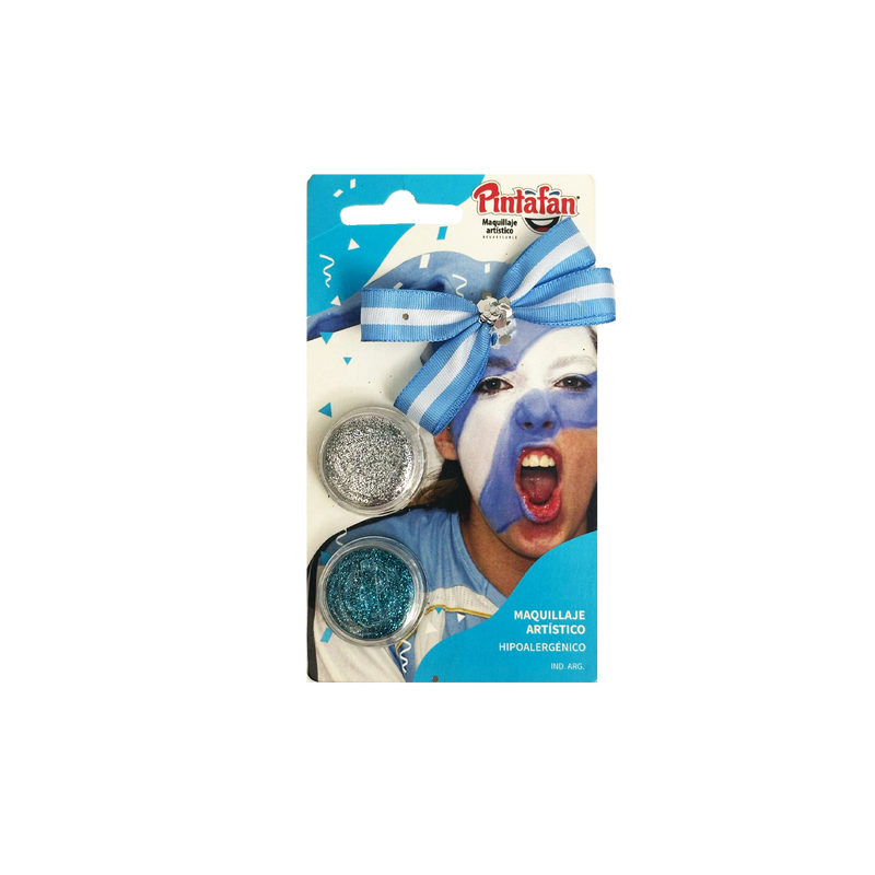 Kit Pinta Fan Argentina Moño y Glitter
