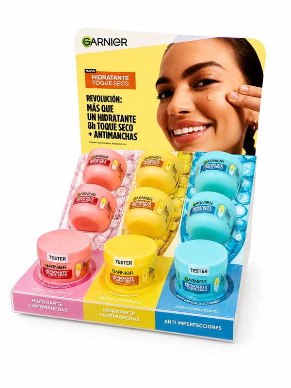 Exhibidor Hidratante 6 Unidades + 3 Testers Garnier