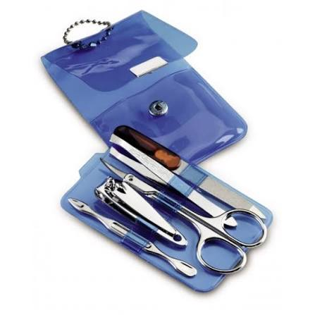 Neceser Manicura Transparente Azul 5 Piezas