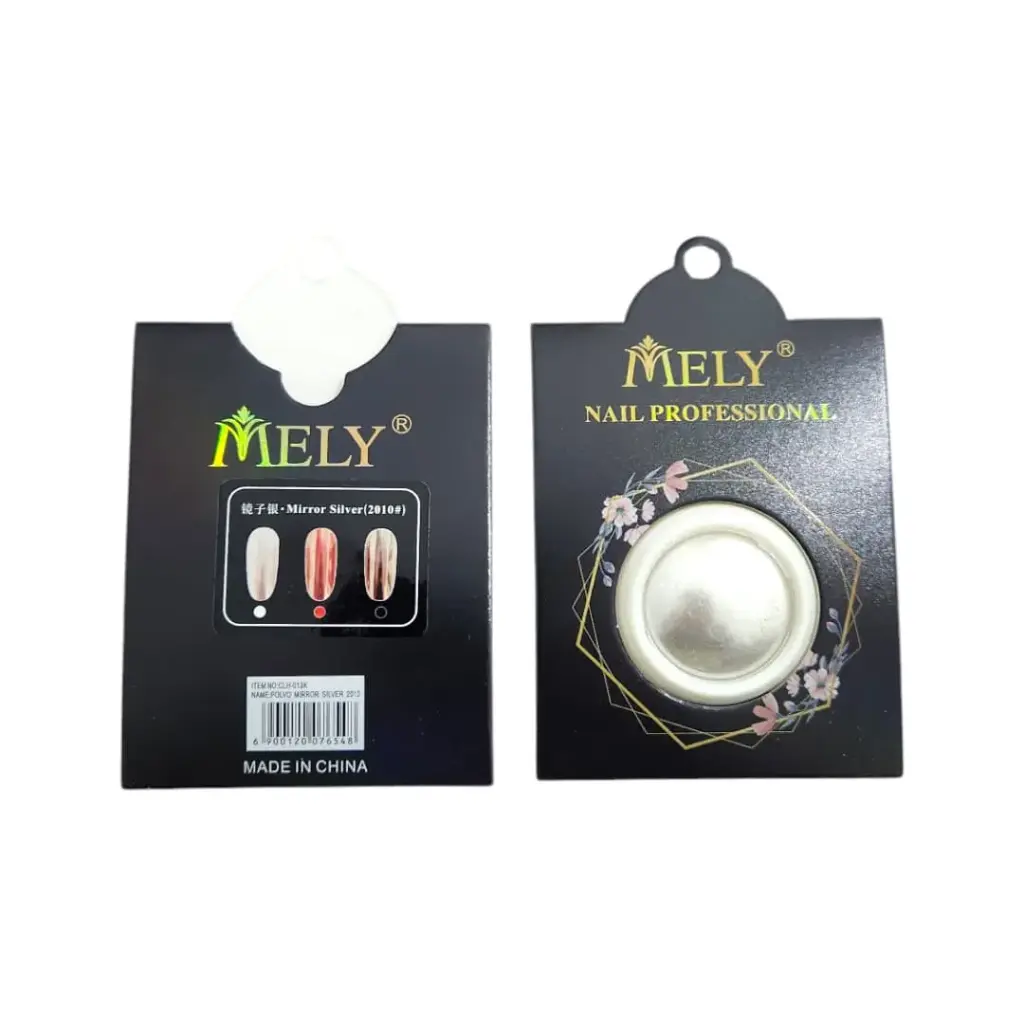 Polvo Láser Mirror Silver para Uñas Mely