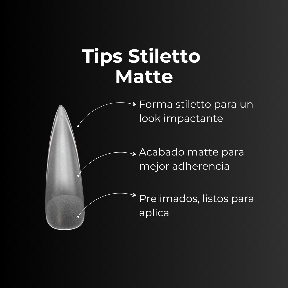 Tips Soft Gel Stiletto Pre-Limadas Mely